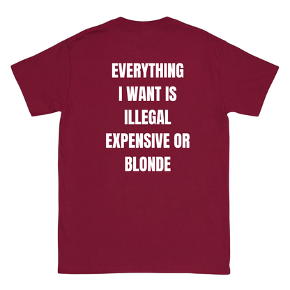 Everything I love is Illegal, expensive or blonde T-Shirt